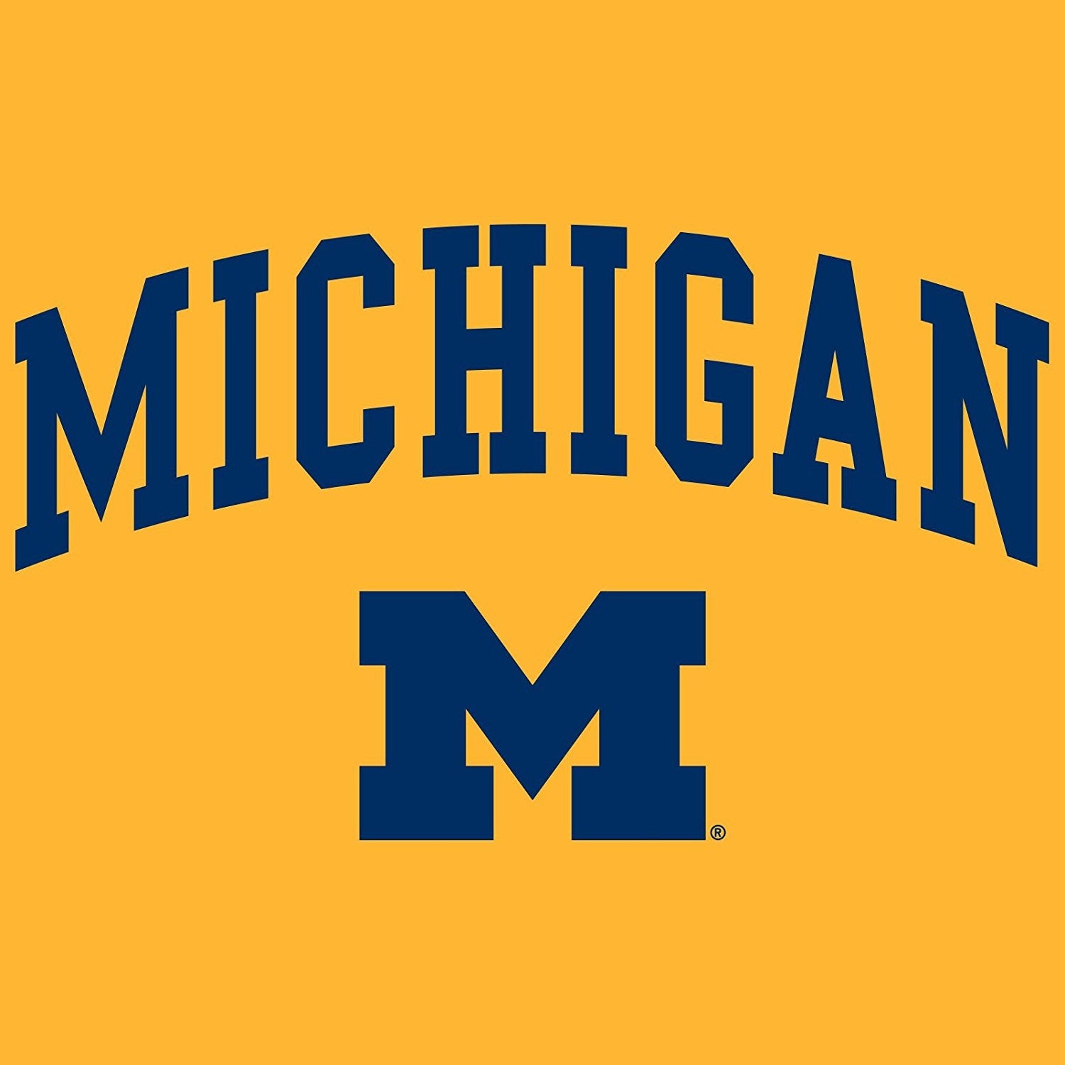 Officially Licensed - Arch Logo University of Michigan Basic Cotton Short Sleeve T Shirt - Gold