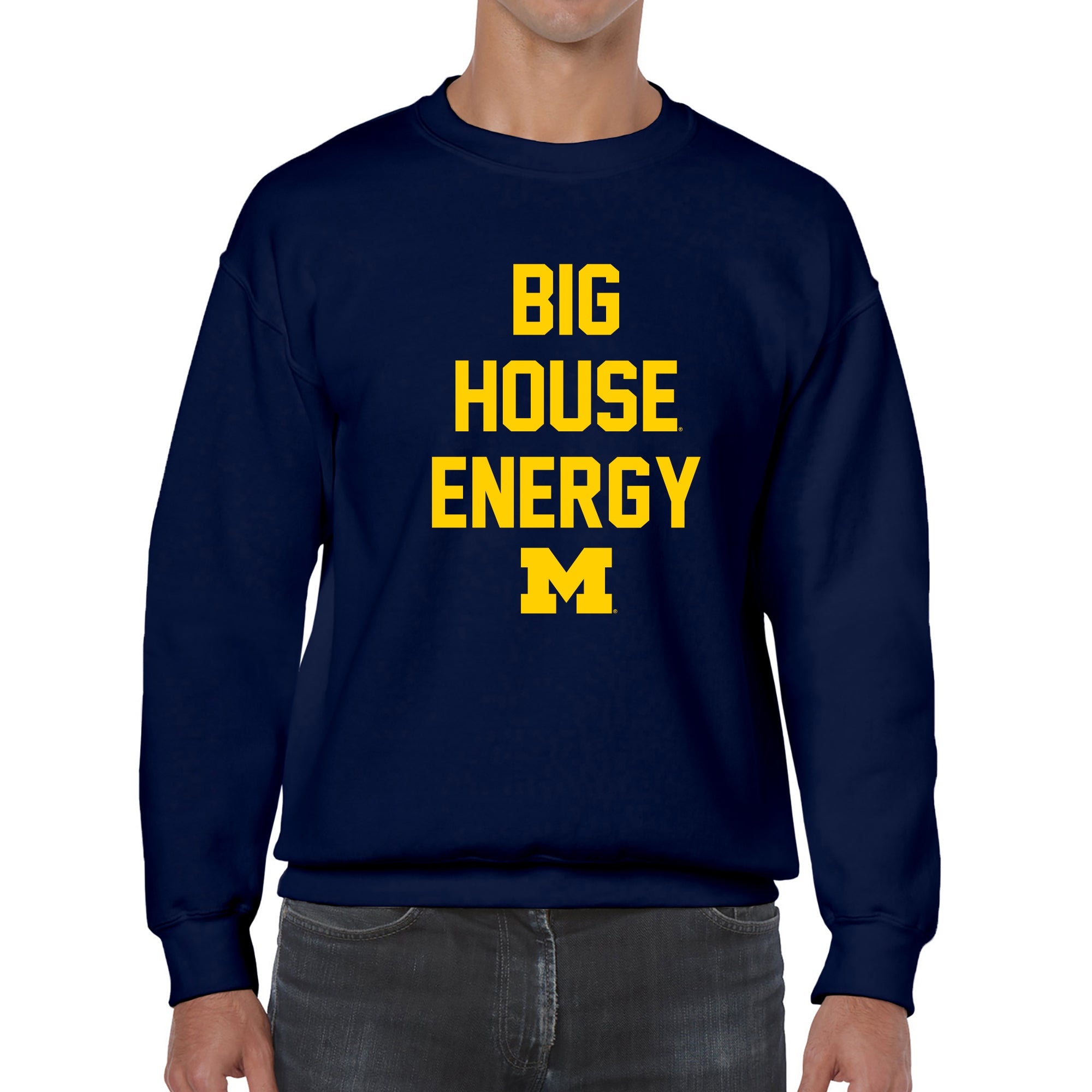 Michigan Big House Energy Crewneck Sweatshirt - Navy