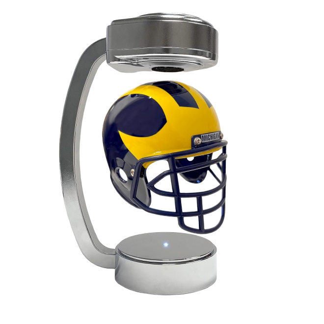 Officially Licensed - Mini Rotating Levitating Michigan Helmet in Chrome