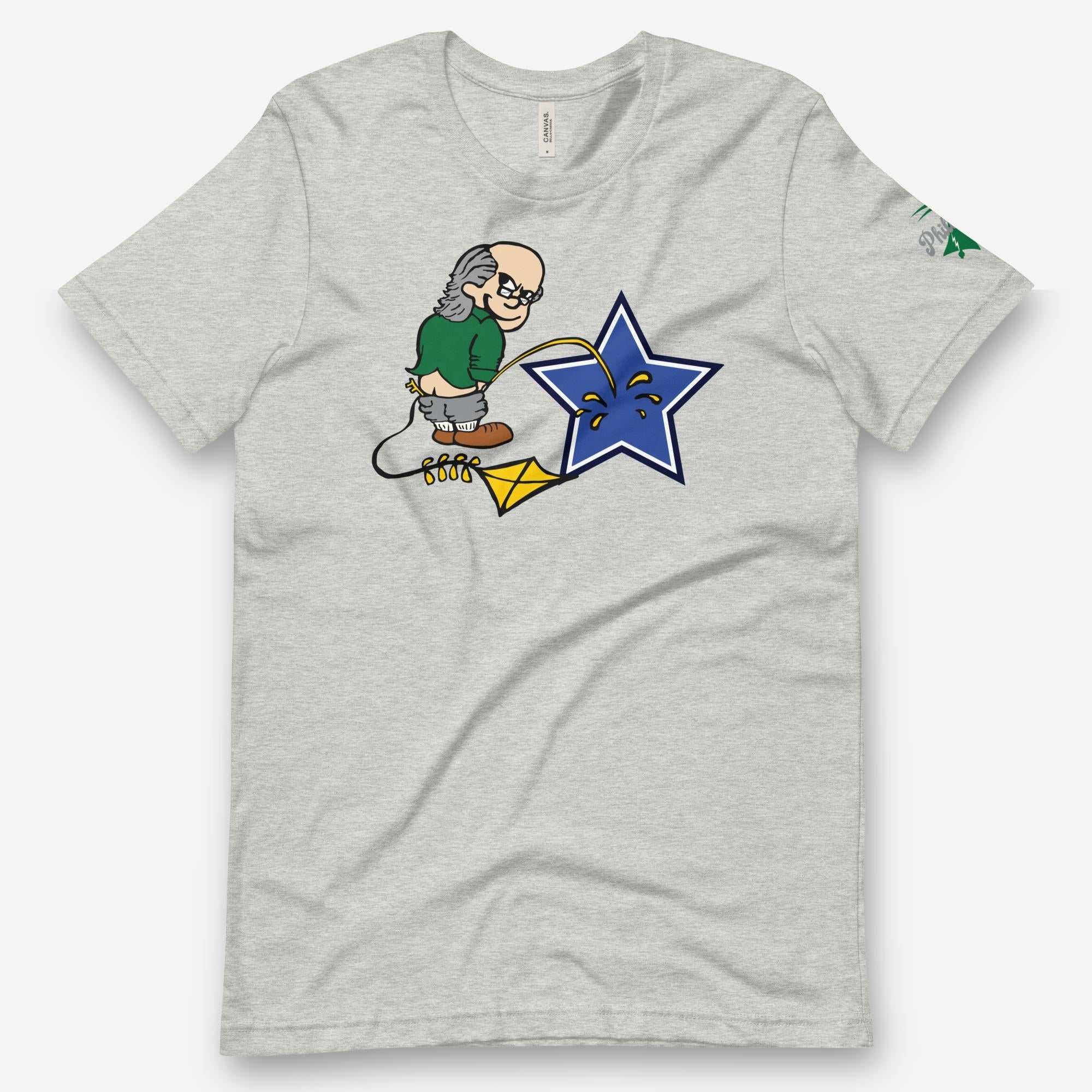 "Ben Franklin Whizzing on the Blue Star" Tee