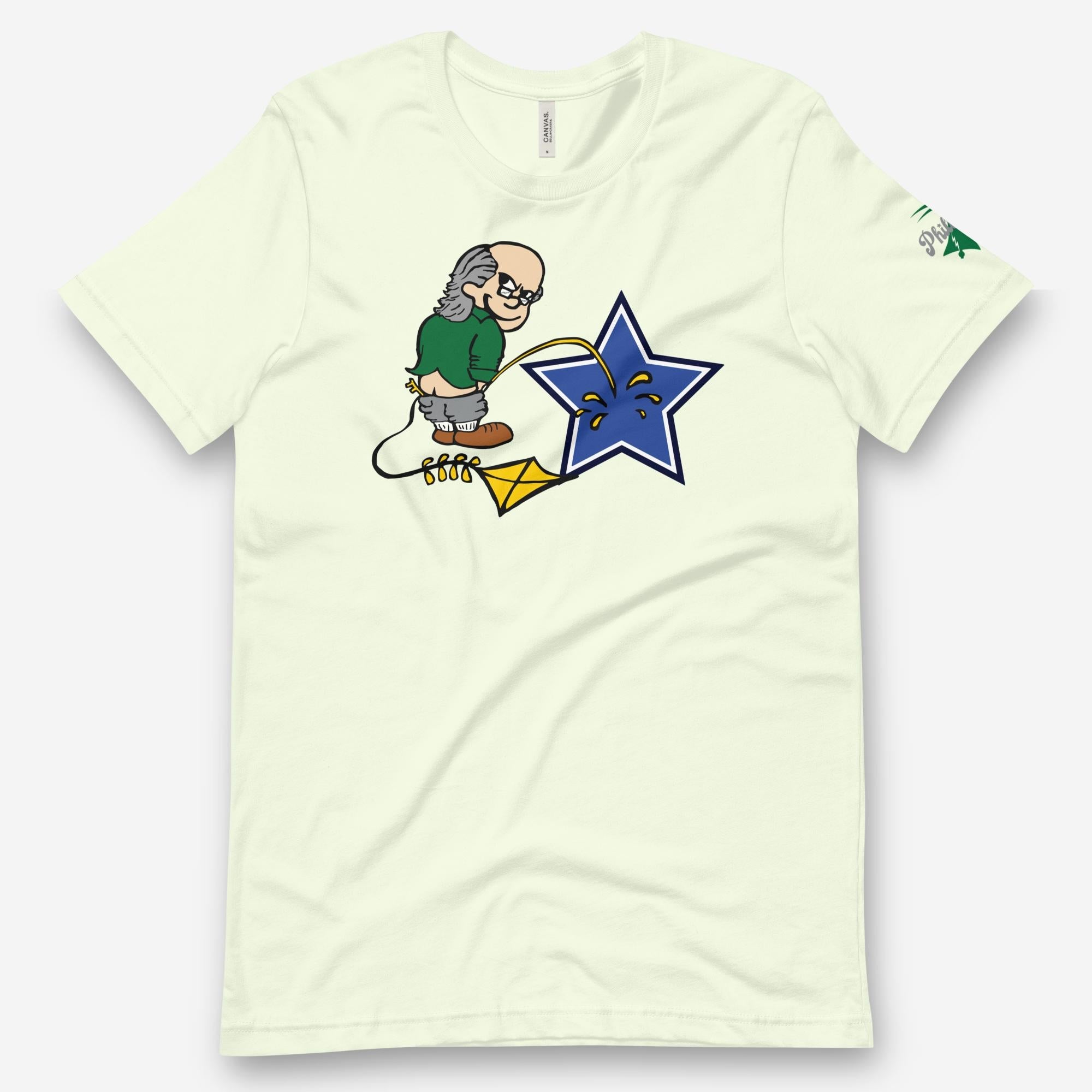 "Ben Franklin Whizzing on the Blue Star" Tee