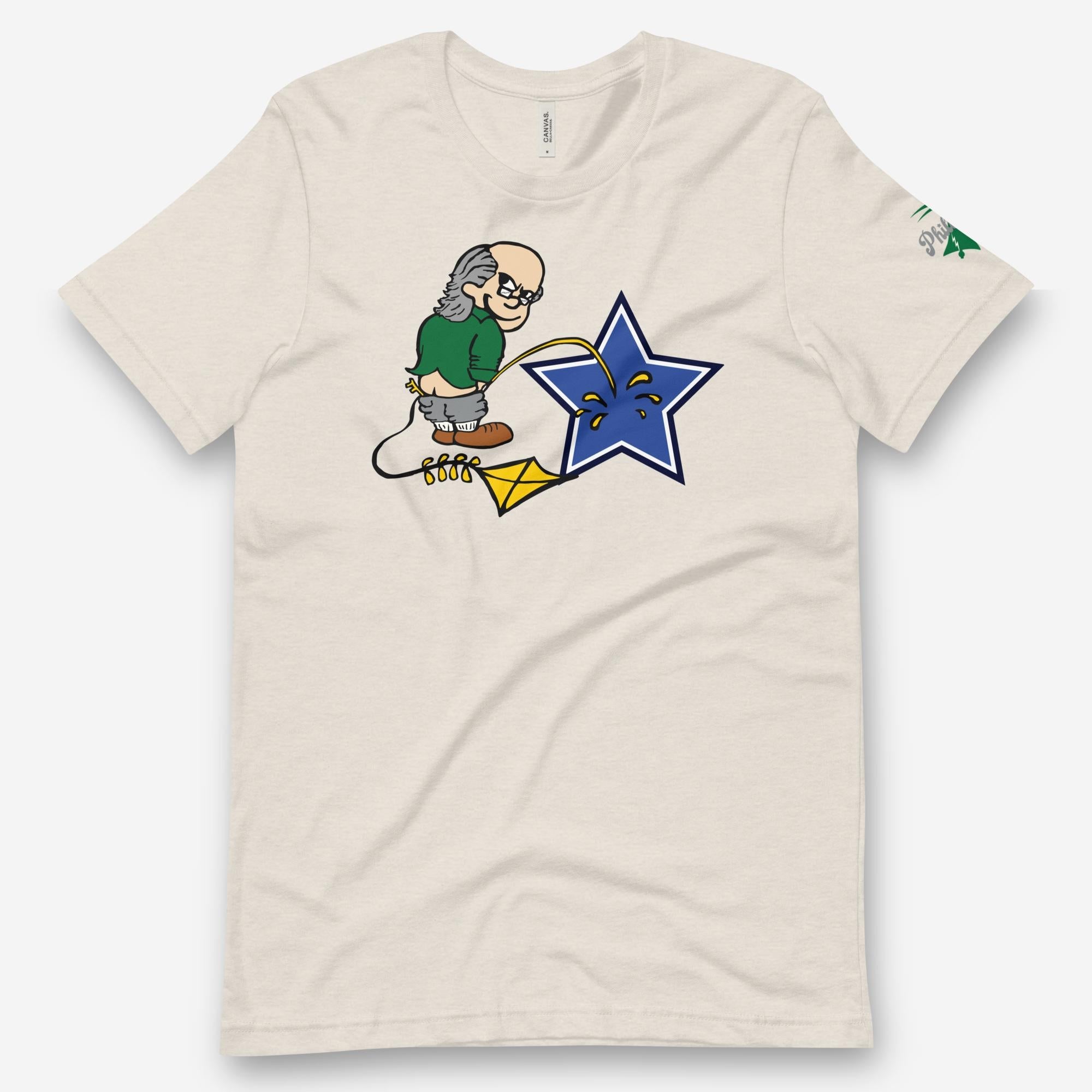 "Ben Franklin Whizzing on the Blue Star" Tee