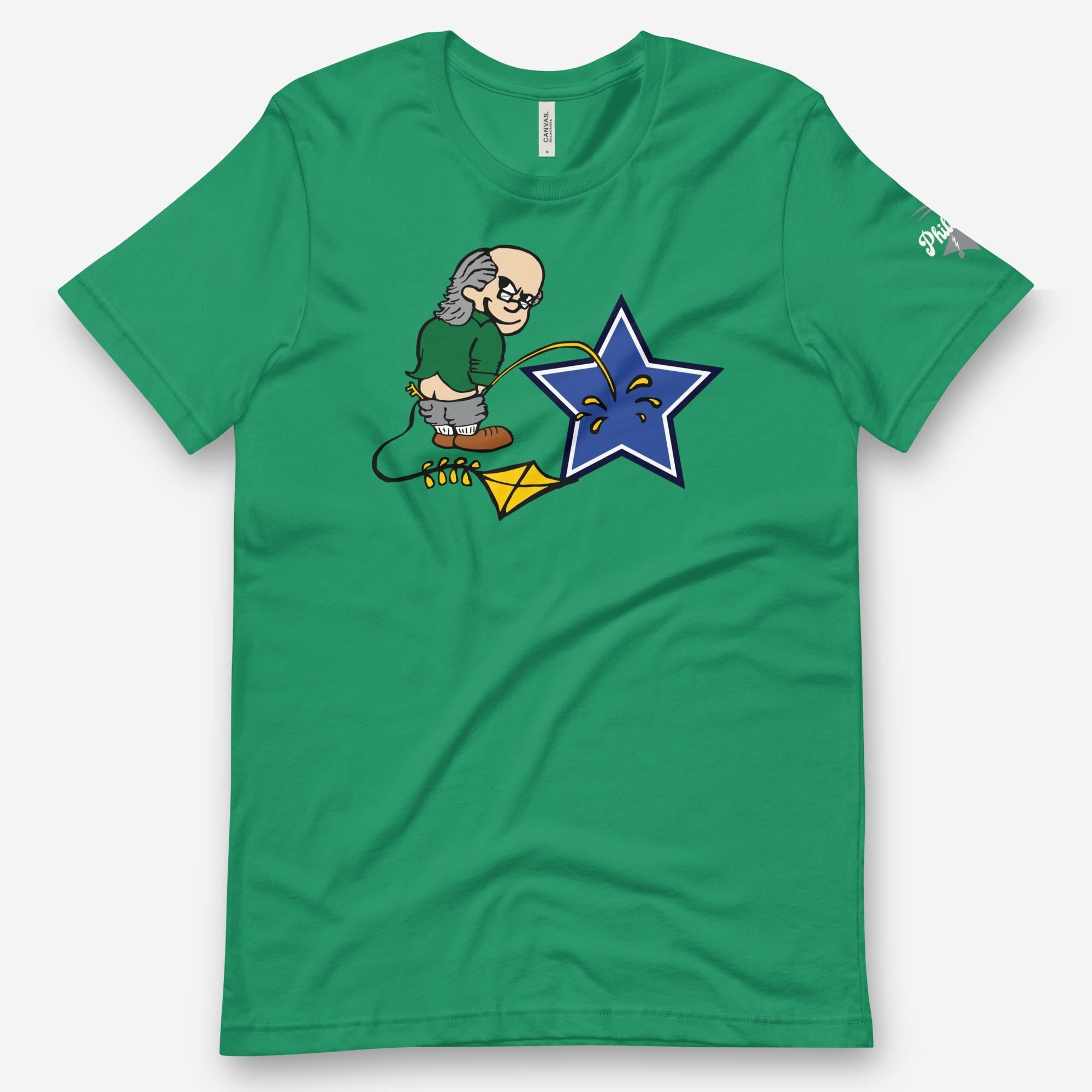 "Ben Franklin Whizzing on the Blue Star" Tee