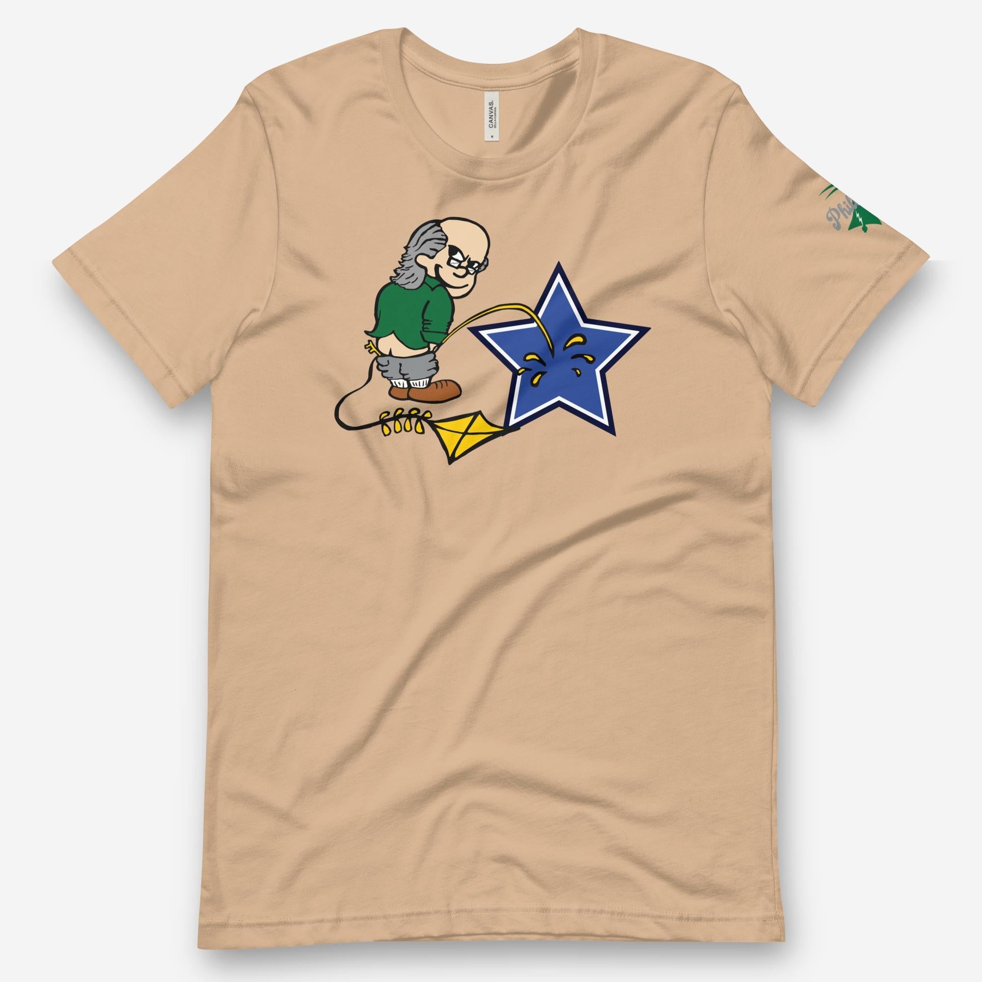 "Ben Franklin Whizzing on the Blue Star" Tee